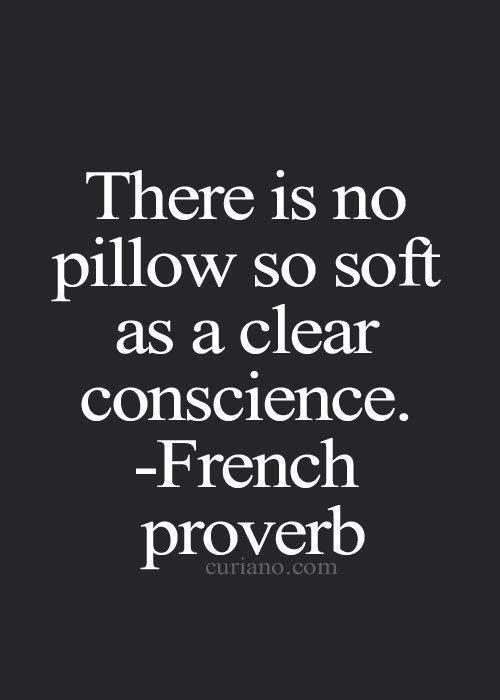 there is no pillow so soft as a clear conscence french prove