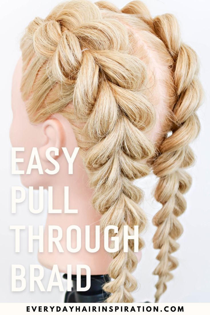 Double pull through braid Double Pull Through Braid, Braided Headband Hairstyles, Volleyball Braids, Softball Braids, Braid For Beginners, Easy French Braid, Braid Your Own Hair, Dutch Braid Ponytail, Dutch Braid Tutorial