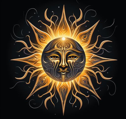 Sun Tattoo: Illuminate Your Skin. Sun Tattoo Large, Ornate Sun Tattoo, Suns With Faces, Mexican Sun Moon Tattoo, Rising Sun Mandala, Sun With Face, Airbrushing Ideas, Henna Painting, Sun Tattoo Designs