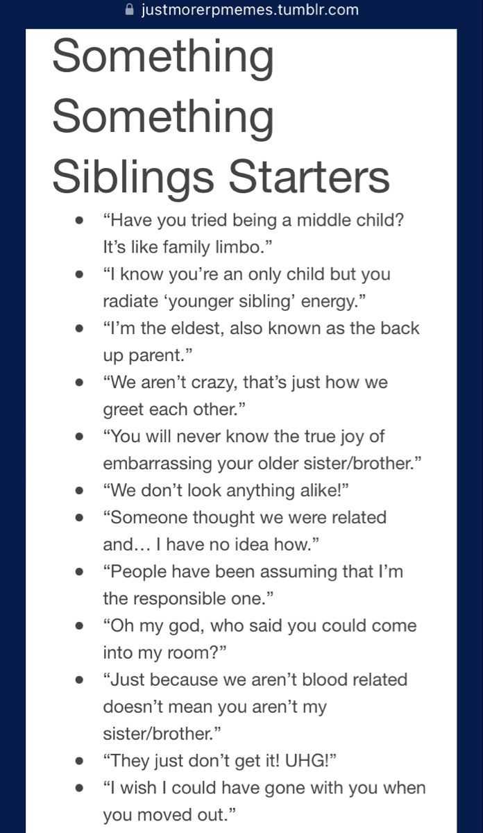 a poster with some words on it that say something, something siblings starterers