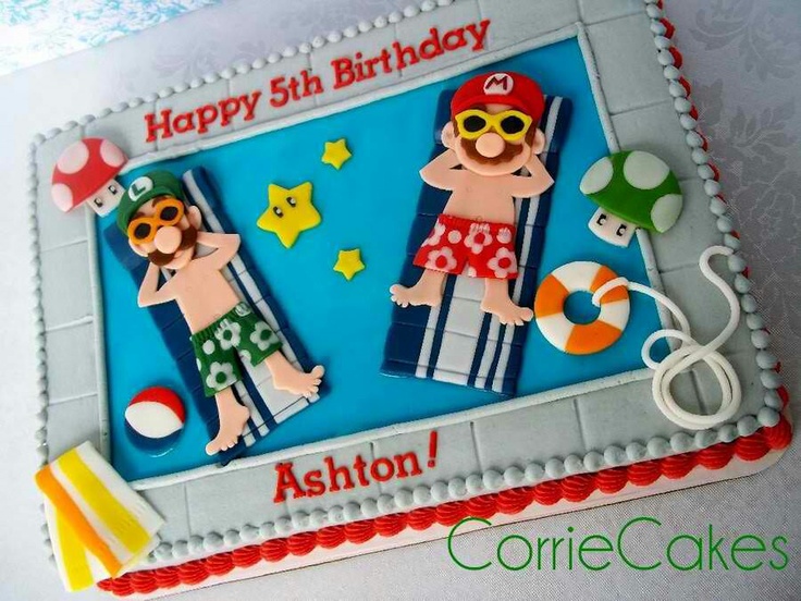 a birthday cake with two cartoon figures on it