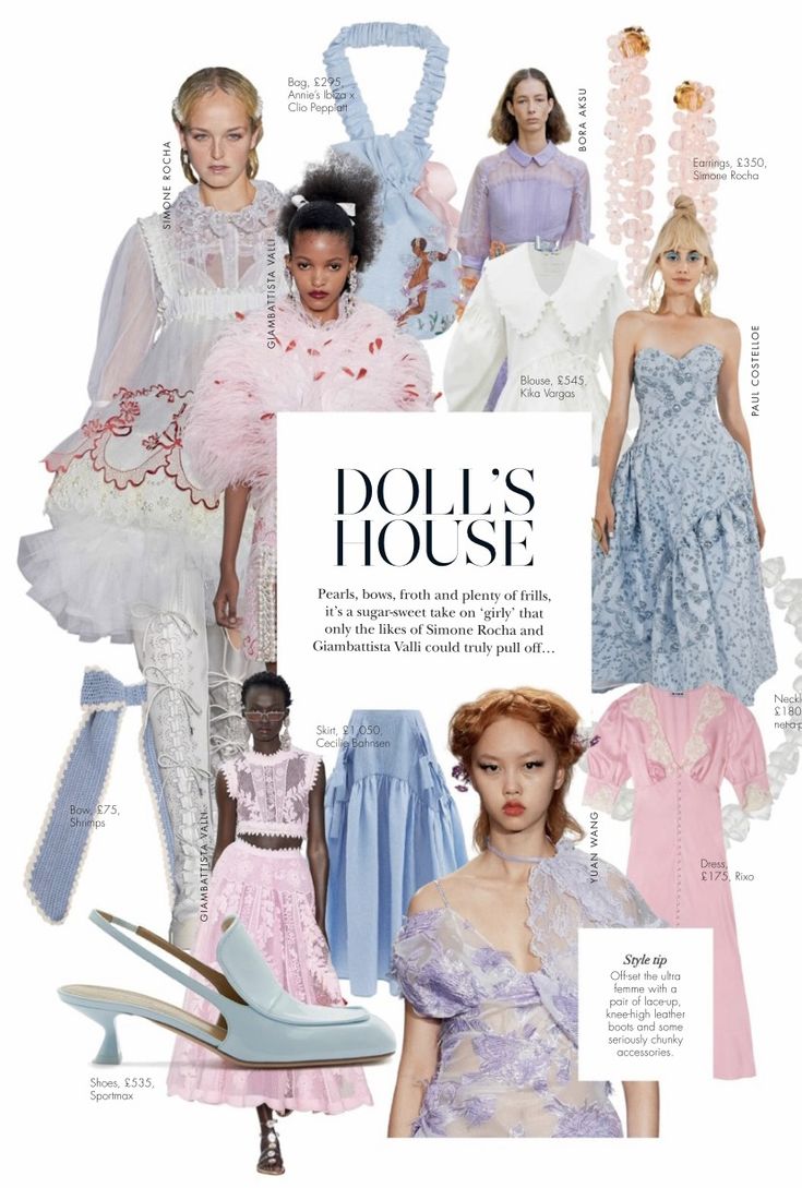 a magazine cover with many different dresses and shoes