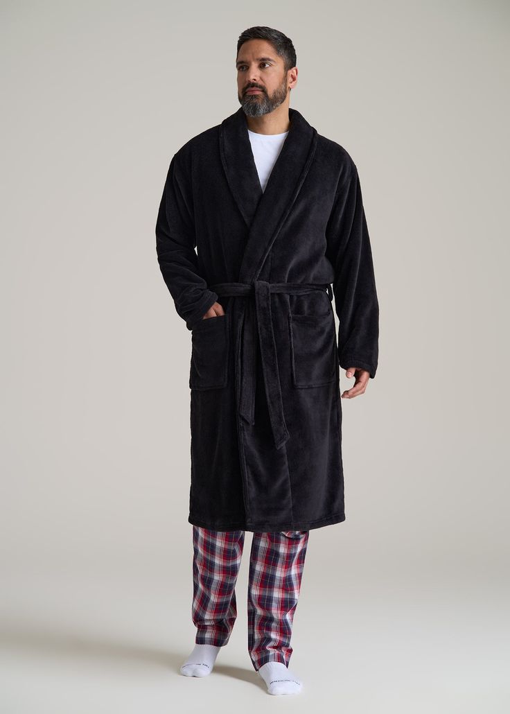 About Our Extra-Long Men's Robe Your morning coffee will taste so much better in this tall men's robe. Perfect for lazy mornings, video games and breakfast in bed, this lounge robe is everything you didn't know you needed. For far too long, tall guys have been stuck with robes that are way too short for their height and too small for their frame. That's where we come in. We designed this tall robe exclusively for guys between 6'3” and 7'1” with extra-long sleeves and all the length you need so y Robe For Men, Scrubs Dress, Athleisure Summer, Cozy Sleepwear, Lounge Robes, Extra Long Sleeves, Plush Fabric, Sports Blazer, Breakfast In Bed