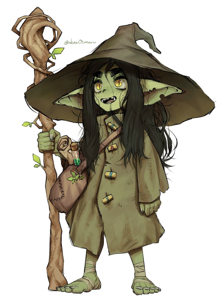 a drawing of a woman dressed as a witch holding a broom and a green bag