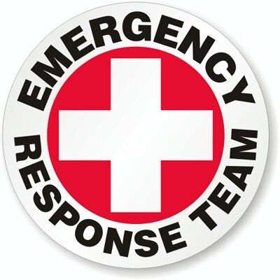 an emergency response team sticker on a white background