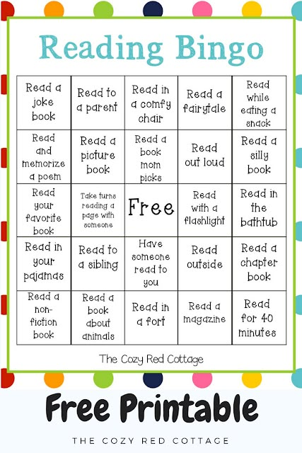 a free printable reading bingo game for kids