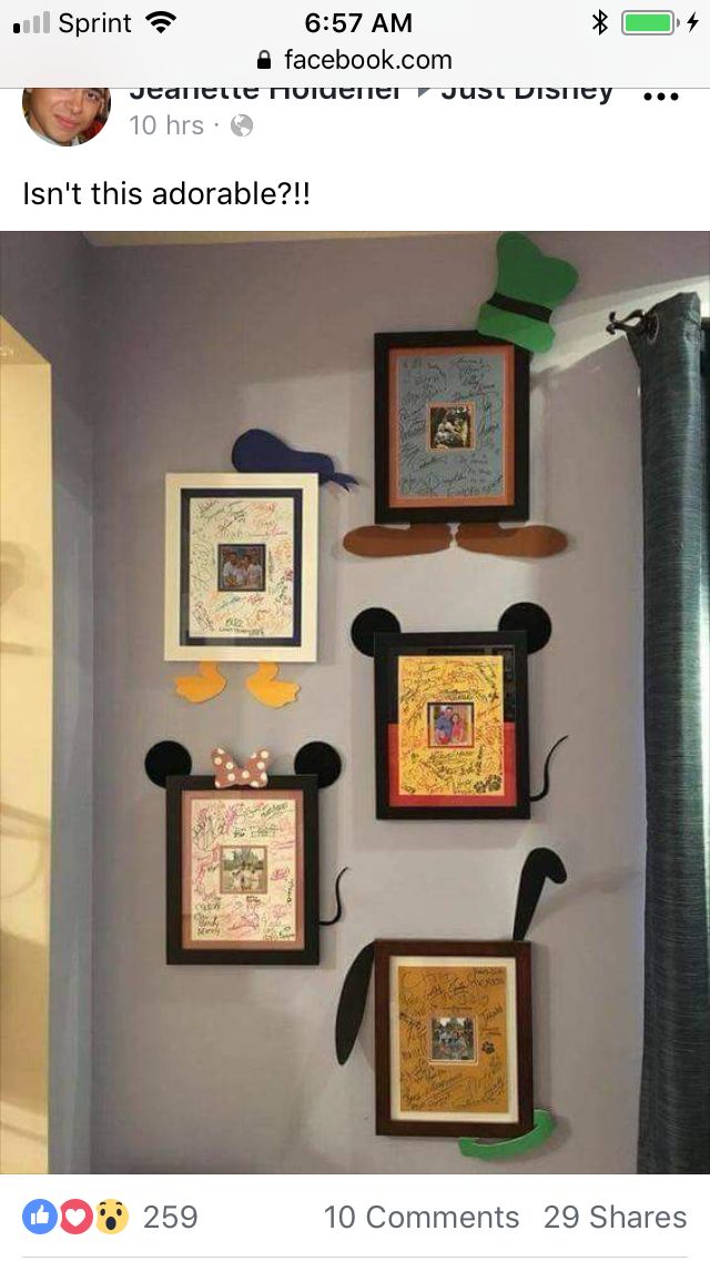 mickey mouse pictures hang on the wall