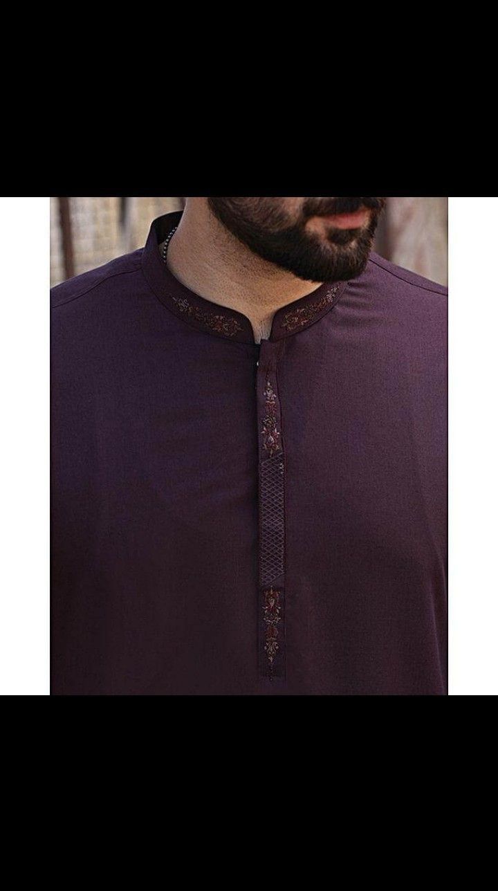 Mens Kurta Embroidery Designs Latest, Panjabi Design, Mens Long Sleeve Shirts Casual, Pathani Suit, Latest Kurta Designs, Kameez Design, Logo Design Samples, Shalwar Kameez Designs, Man Dress Design