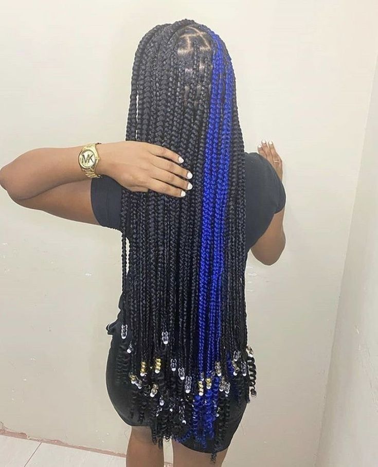 Blue And Black Braids, Black Kids Braids Hairstyles, Weave Hairstyles Braided, Short Box Braids Hairstyles, Peekaboo Hair, Big Box Braids Hairstyles, Braided Hairstyle, Box Braids Hairstyles For Black Women, Cute Braided Hairstyles