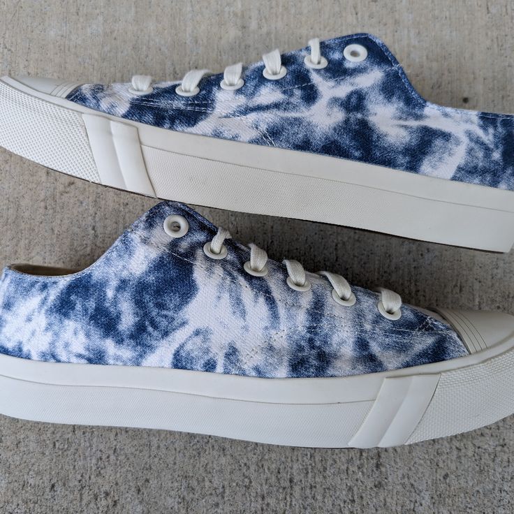 Pro Keds Tie Dye Blue Low Shoes Brand New No Box Blue Sneakers With Speckled Midsole For Summer, Summer Blue Sneakers With Speckled Midsole, Blue Canvas Sneakers With Speckled Midsole, Blue Canvas Shoes With Vulcanized Sole For Summer, Blue Canvas Sneakers For Summer, Wool Sneakers, Tie Dye Blue, Navy Sneakers, Low Shoes