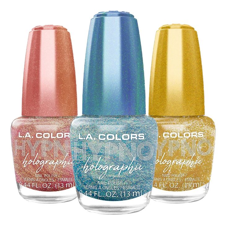 LA Colors Hypno Holographic Nail Polish 0.44oz Iridescent sparkles brightly reflect light making these polish colors hypnotic and mesmerizing. Eight alluring shades each with a rainbow of shimmer from pale champagne to lively teal. Apply alone or over any color to instantly add a holographic effect. New Hit Songs, La Colors, Holographic Nail Polish, Polish Colors, Artist Album, Nail Art Kit, Holographic Nails, Art Kit, A Rainbow