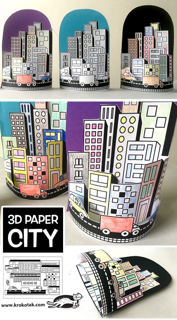 three paper city cups are shown with the words 3d paper city written in black and white