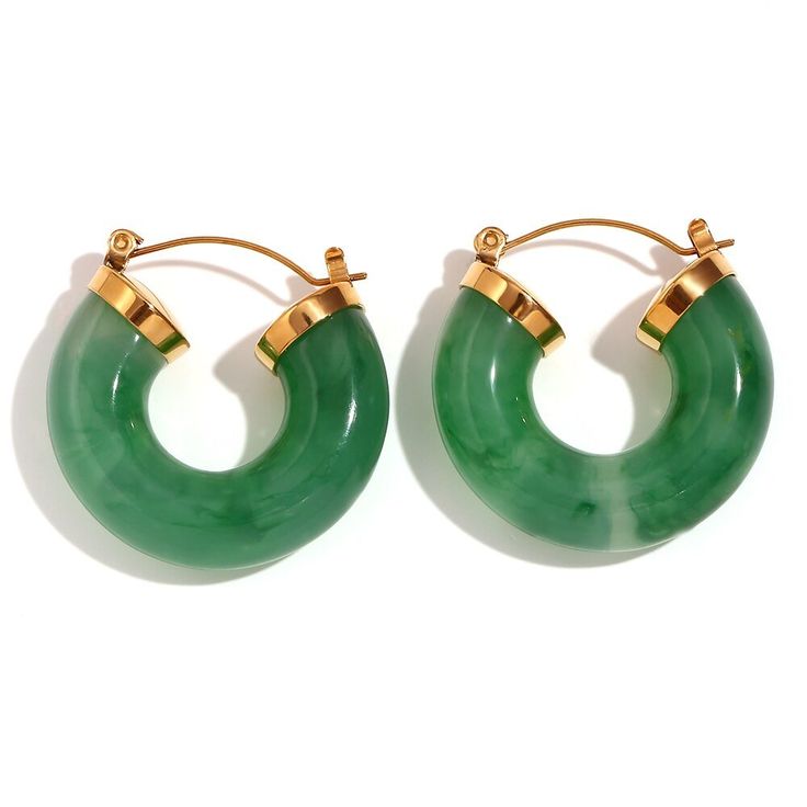 Jade Chunky Acrylic Hoops. Trendy Green Hoop Earrings For Beach, Trendy Green Hoop Earrings For Spring, Green Summer Earrings For Everyday Wear, Green Everyday Earrings For Summer, Trendy Green Hoop Earrings, Trendy Hoop Earrings For Vacation, Trendy Summer Plastic Jewelry, Green Plastic Summer Jewelry, Trendy Vacation Earrings