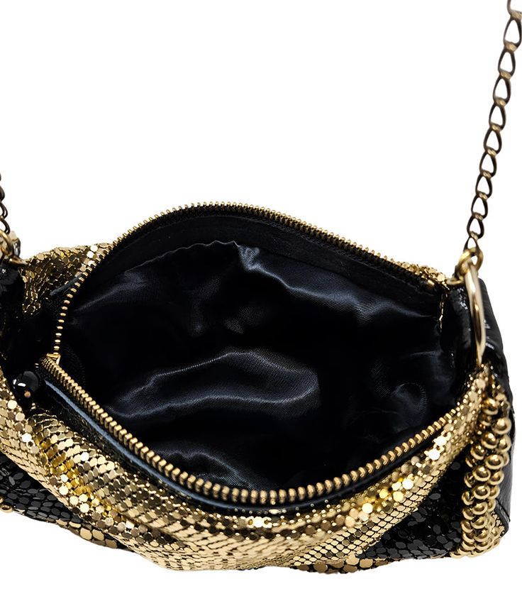 Madison Maison Laura B Black/Gold Raquel U Bag Evening Satchel With Dust Bag Included, Evening Satchel Bag With Dust Bag Included, Luxury Satchel Pouch With Detachable Handle, Luxury Crossbody Box Bag For Party, Luxury Shoulder Bag Pouch With Detachable Handle, Luxury Party Crossbody Box Bag, Luxury Pouch With Detachable Handle As Shoulder Bag, Luxury Black Top Handle Pouch, Luxury Black Satchel Pouch