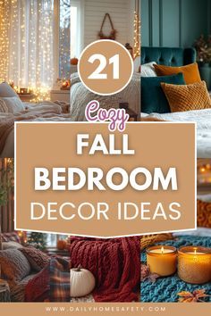 fall bedroom decor ideas with candles and blankets