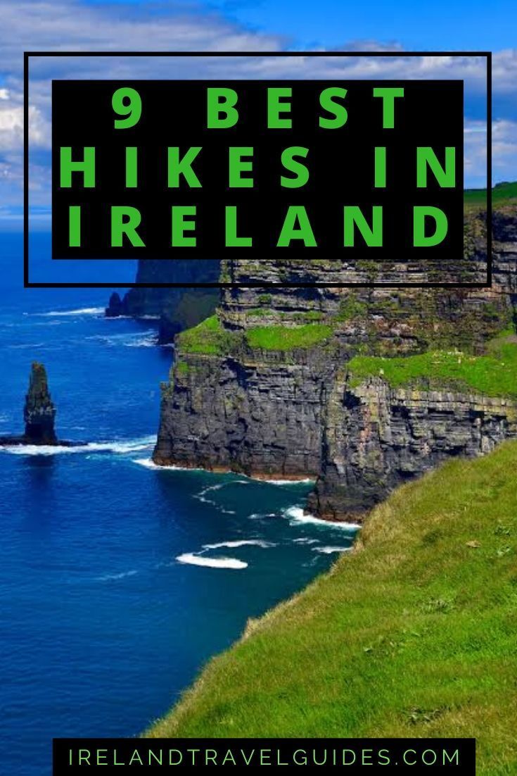 cliffs overlooking the ocean with text overlay that reads 9 best hikes in ireland