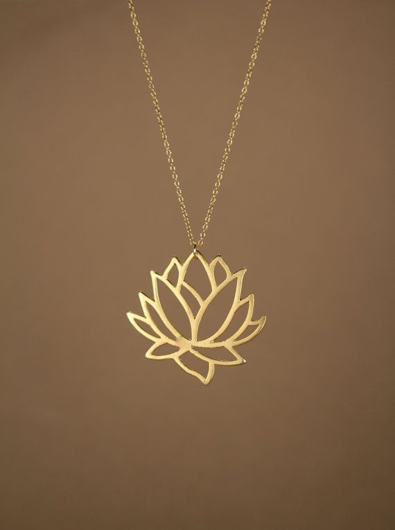 Lotus necklace  gold lotus flower necklace  blooming by BubuRuby Lotus Necklace Gold, Gold Lotus Flower, Lotus Flower Necklace, Lotus Necklace, Gold Lotus, A Necklace, Pretty Jewellery, Flower Necklace, Wholesale Jewelry