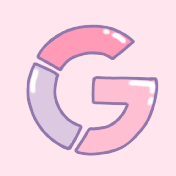 the letter g is made up of pink and grey shapes on a light pink background