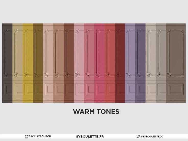 the color scheme for warm tones is shown in different colors, including pink and yellow