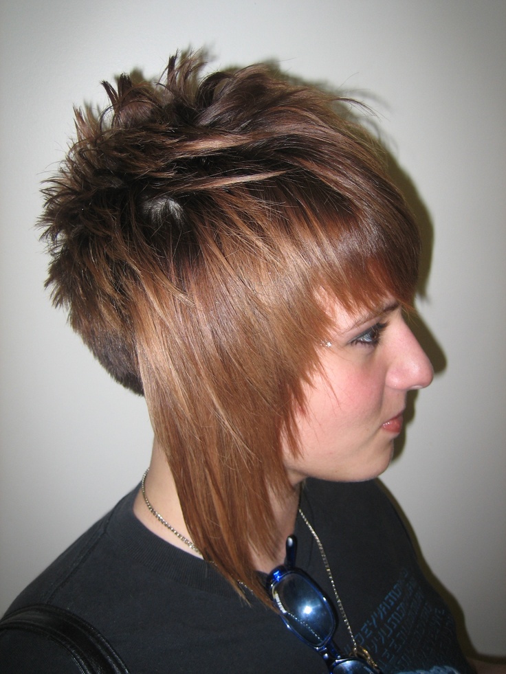 Spiky Mullet, Spikey Hairstyles, Unisex Haircuts, Concave Bob Hairstyles, Concave Bob, Mentor Ohio, Shaved Hairstyles, Hair Fringe, Angled Bobs