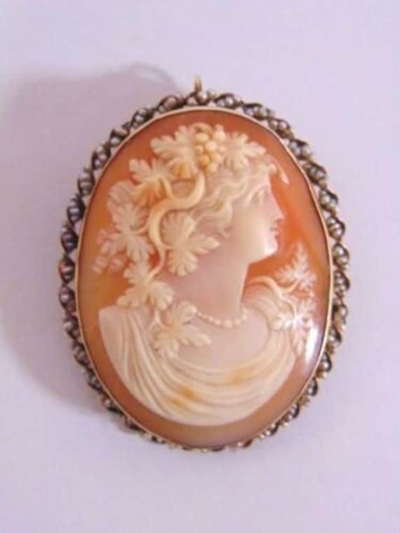 A beautiful antique victorian cameo that is made of shell with 14k gold. the brooche/pendant measures about 1 3/4" by 1 3/8".  condition looks great or its age but as you can see there is a slight bend in the pin part.  nothing of great significance.  overall great collectors piece.  any questions please do not hesitate to ask,  be sure to check out some of my other great items up for sale. thank you. Ornate Cameo Brooch, Ornate Cameo Brooches For Collectors, Antique Oval Cameo Brooch, Victorian Cameo Brooch In Yellow Gold, Antique Cameo Medallion Brooch, Victorian Cameo Brooches In Yellow Gold, Victorian Yellow Gold Cameo Brooches, Antique Cameo Medallion Brooches, Antique Cameo Brooch Collectible