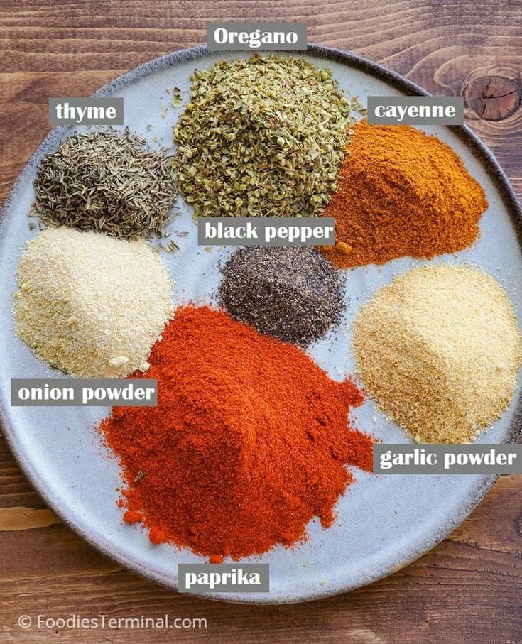 an image of spices on a plate labeled in different colors and flavors for cooking or baking