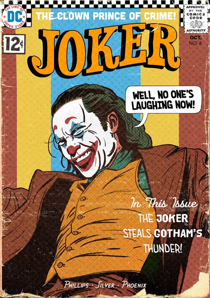 Inspired by vintage dc comics covers #joker #jokermovie #joaquinphoenix #dccomics #comics #vintage Joker Vintage Poster, Comic Book Vintage, Vintage Comics Cover, Comic Book Movie Posters, Dc Posters Vintage, Comic Posters Vintage, Dc Comics Covers, Comic Inspired Art, Comic Covers Ideas