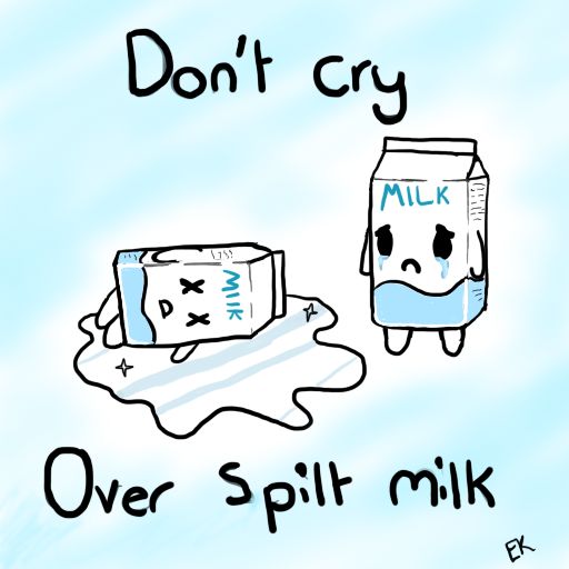 a box of milk and a carton of milk with the caption don't cry over split milk