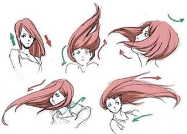 a drawing of a girl with long hair in various stages of her haircuts