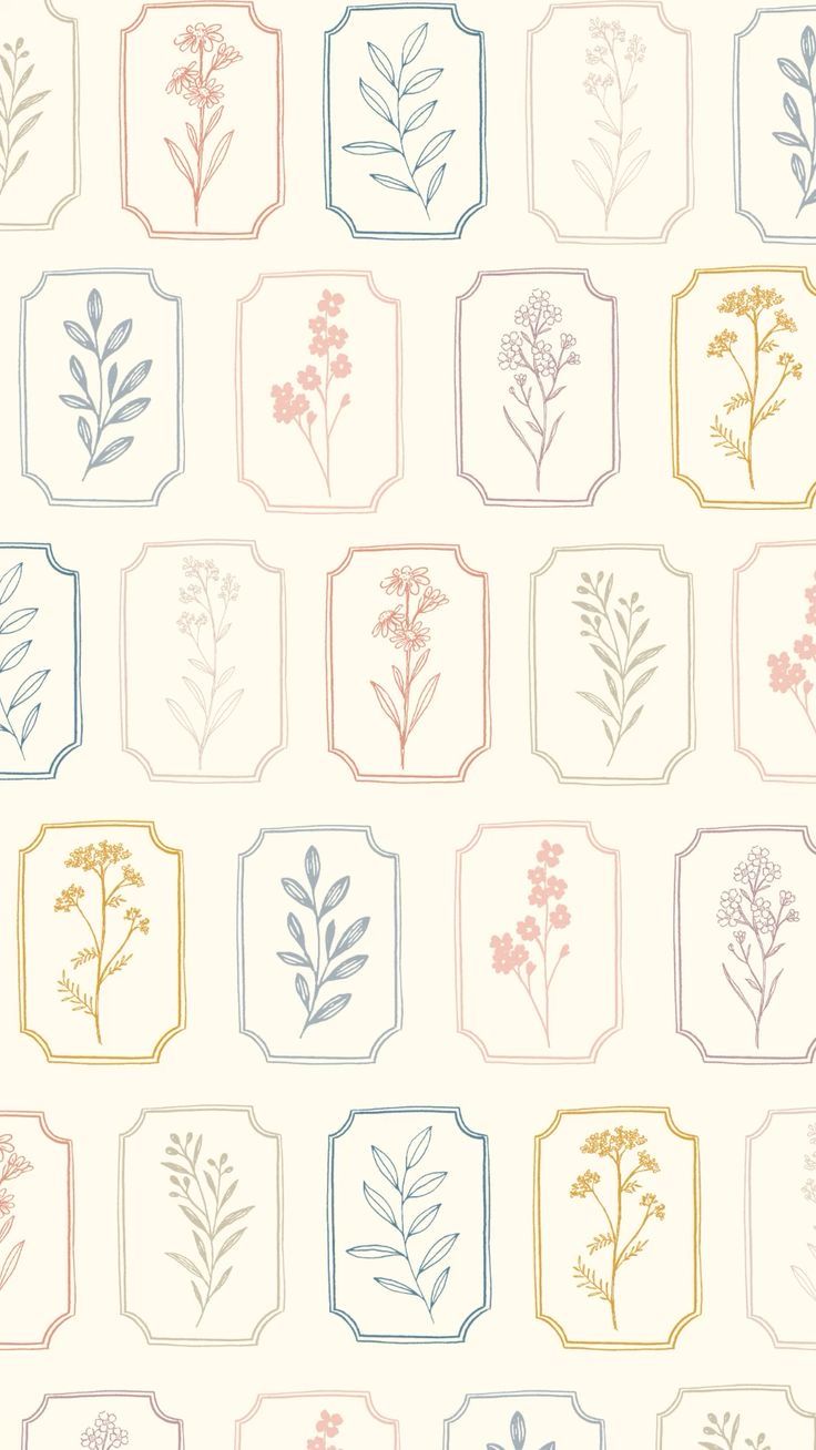 a wallpaper with flowers and frames on it