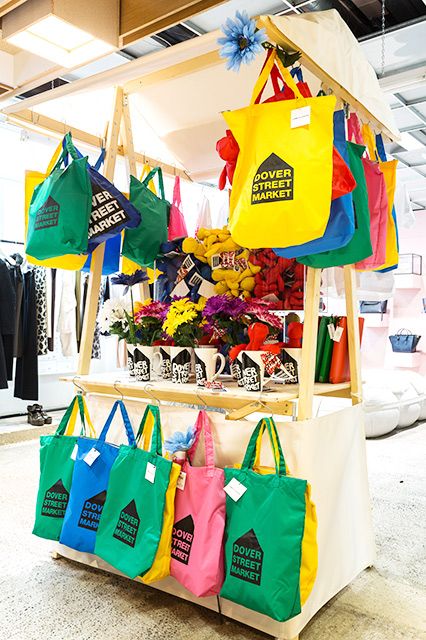 bags are on display at the market for sale