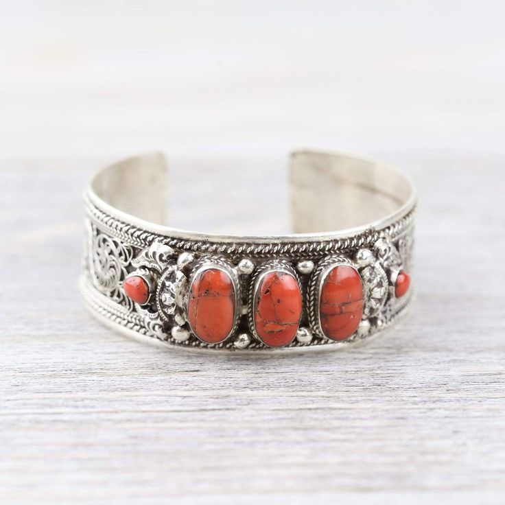 Bracelets Coral Passion Cuff Bracelet JB883 Coral Centerpieces, Kathmandu Valley, Coral Stone, The Craft, Red Coral, Gold Jewellery, Traditional Design, Nepal, Cuff Bracelet