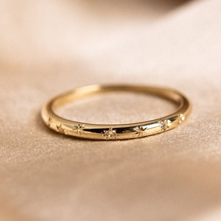 Celestial Yellow Gold Stackable Rings, Simple Gold Rings Everyday, Affordable Fine Jewelry, Stacked Wedding Bands, Local Eclectic, Diamond Stacks, Wedding Ring For Her, Zierlicher Ring, Sapphire Band