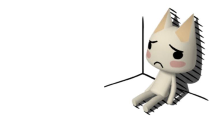 an animated cat sitting in front of a white background with the caption's name