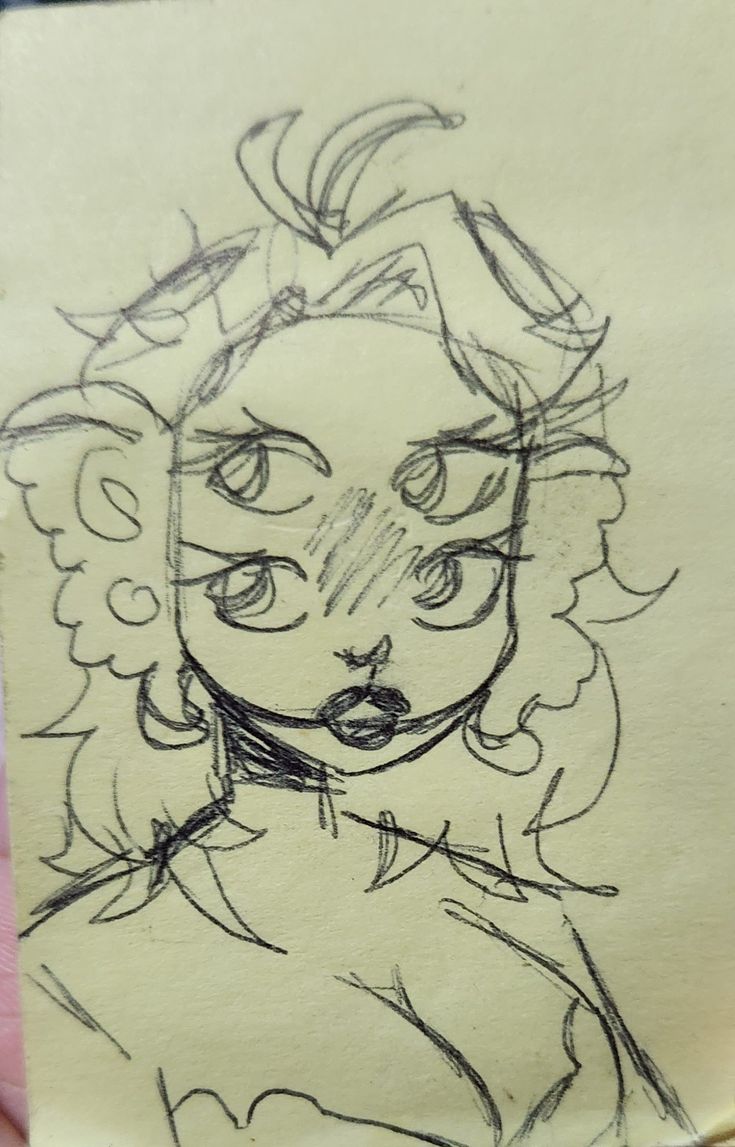 a drawing of a girl with curly hair