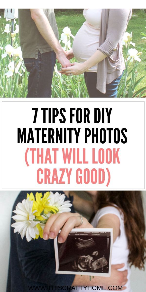 a pregnant woman holding a baby bump in her belly with the words 7 tips for diy maternity photos that will look crazy good