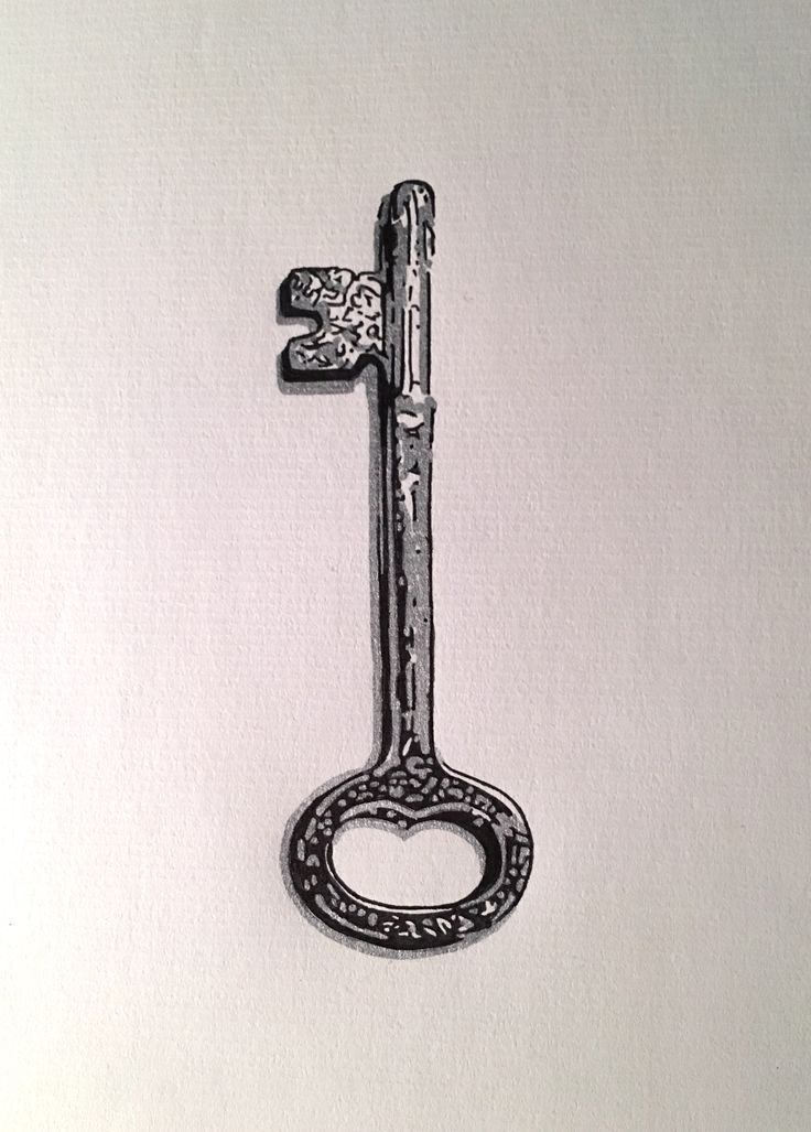 a drawing of an old key on a white background