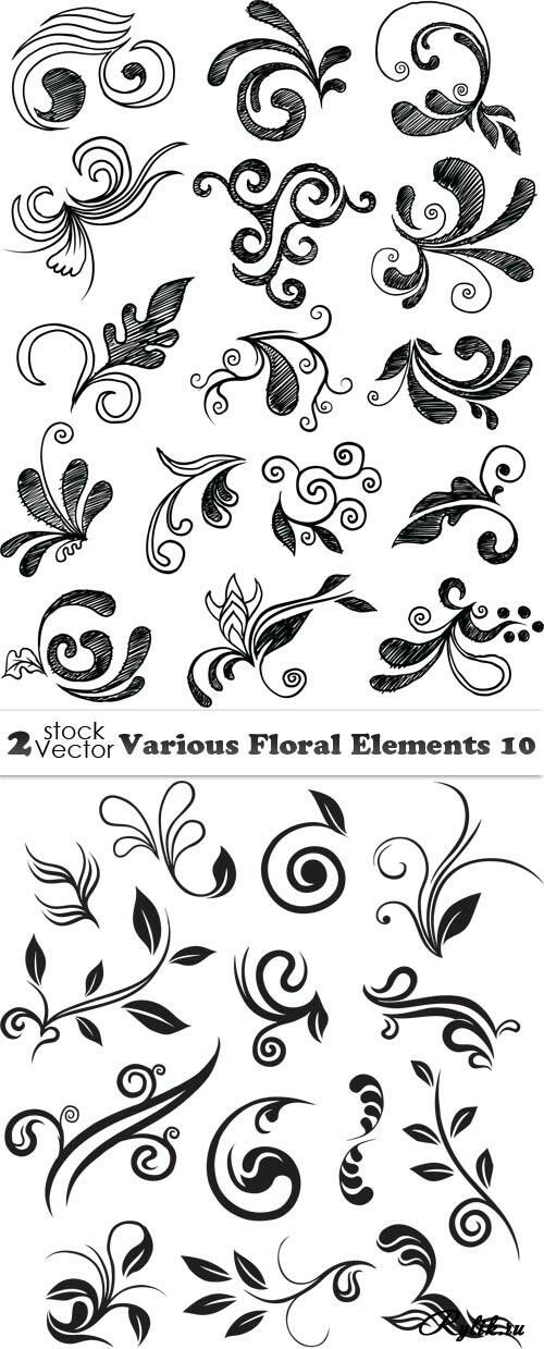 the different types of flowers and swirls are shown in this graphic file, which is also