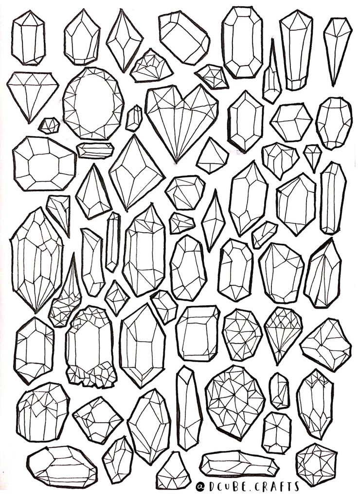 a bunch of different shapes and sizes of diamonds on a white paper with black ink