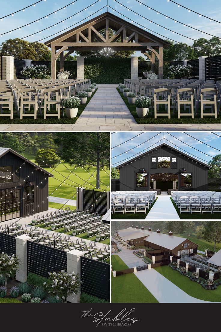 an artist's rendering of the wedding venue and reception area at this outdoor venue