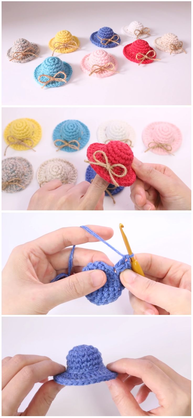 the crochet is being used to make an ornament for something else