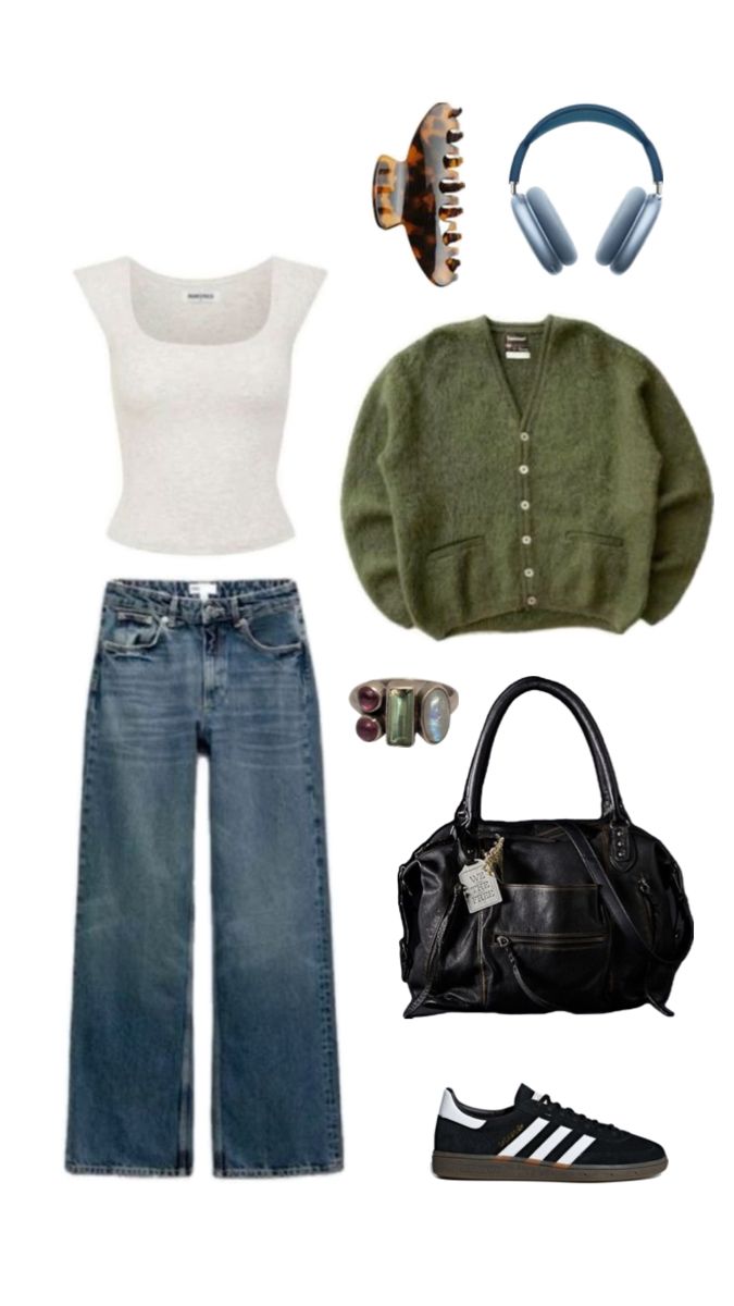 realistic new outfit for me (already have/wear half the stuff in the collage) Low Rise Pants Outfit, Chilly Weather Outfits, Class Outfits, Collage Outfits, Wide Leg Denim Pants, Low Rise Baggy Jeans, Paris Outfits, Interview Outfit, Cute Everyday Outfits