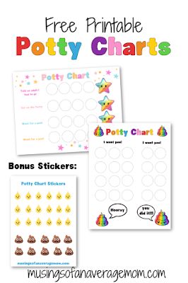 free potty chart and potty stickers for kids