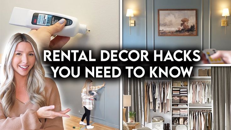 there is a woman holding a remote control in her hand and the words rental decor hacks you need to know