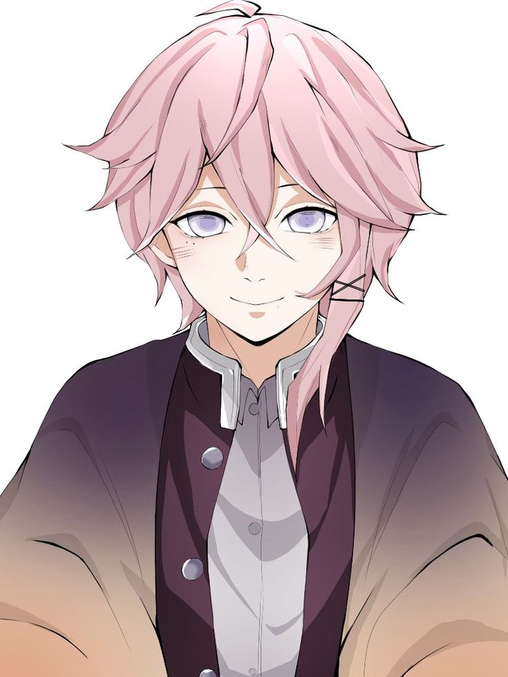 an anime character with pink hair and blue eyes, wearing a black shirt and brown jacket