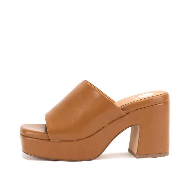 A true classic, the OVELLE platforms are made in a versatile smooth leather look easy to dress up or down. With our Signature Yellow Box high rebound footbeds, these ultra-padded sandals will be a closet staple. Toe: square Heel Height: 3.75 inches Platform Height: 2 inches Materials: faux leather Insole: Signature Yellow Box High Rebound EVA Outsole: rubber Padded Sandals, Clogs Style, Heel Mules, Chunky Heels Sandals, Shoe Inspo, Brown Shoe, Platform Heels, Chunky Heels, Smooth Leather