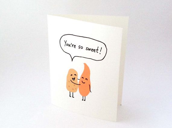 a card with two cartoon characters saying you're so sweet on the front and back