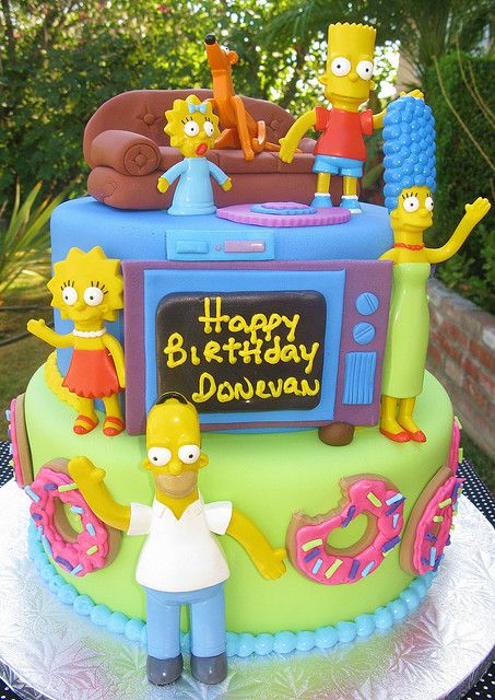 the simpsons cake for bacon booo's birthday is on twitter, and it looks like