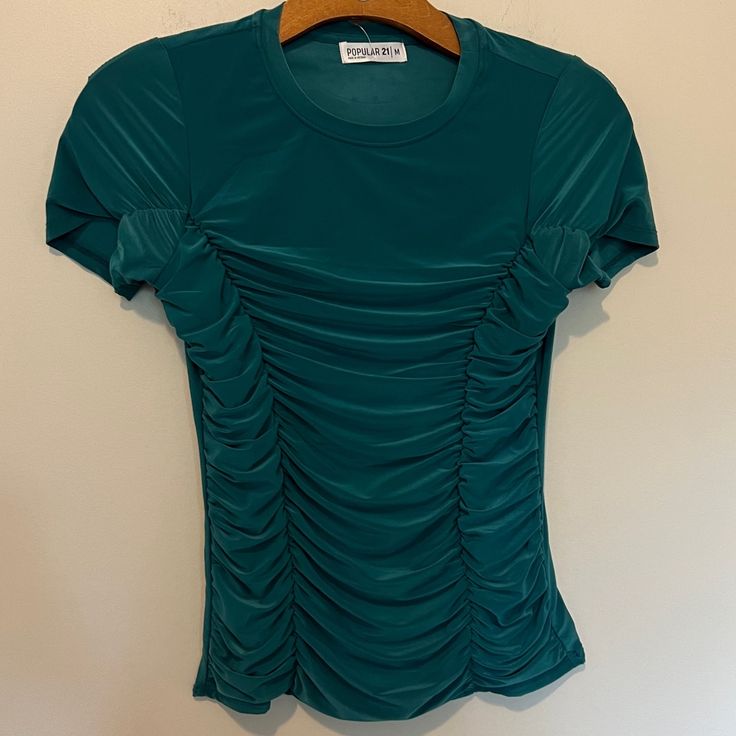 Nwt Very Stretchy And Soft Strip Blouse, Tommy Hilfiger Top, Teal Blouse, Velour Tops, Leopard Print Shirt, Layered Blouse, Short Sleeve Pattern, Work Tops, Embroidered Top