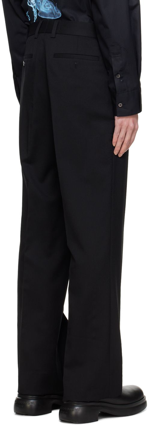 Wool gabardine trousers. · Belt loops · Four-pocket styling · Zip-fly · Logo hardware at waist · Pleats at front · Creased legs Supplier color: Black Black Straight Trousers, Fly Logo, Straight Trousers, Trousers, Wool, Black, Color